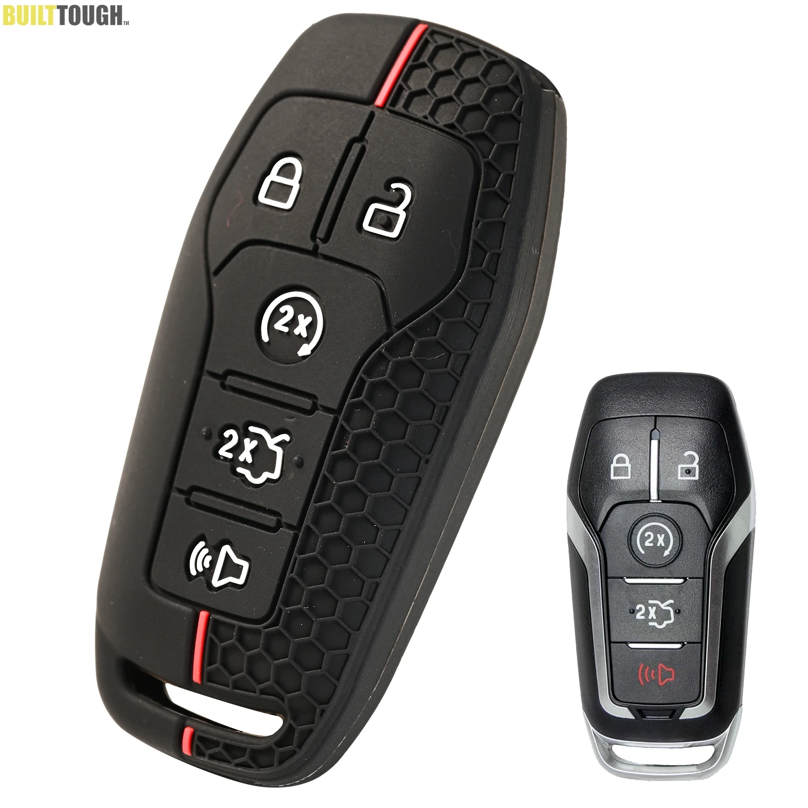 

Silicone Key Fob Car Remote Cover Shell Case Key Chain Holder Protector For Ford Edge Super Duty F250 F350 F450 F550 2022 2018