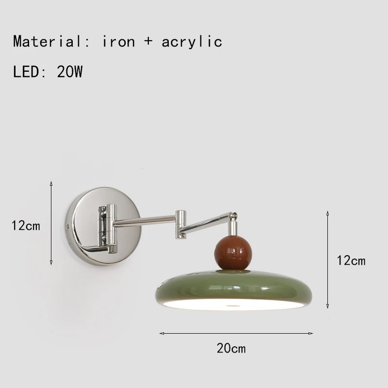 Scandinavische crèmekleurige ijzeren wandlamp Moderne intrekbare draaibare LED-wandlamp voor slaapkamer Nachtkastje Gang Verlichtingsarmaturen