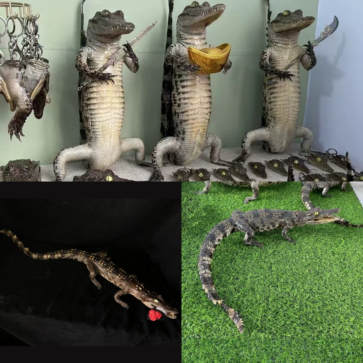 

2200 Large 1 Meter Crawling Crocodile Model Handmade Dark Style Halloween Resin Statue Room Decoration Creative Birthday Gift