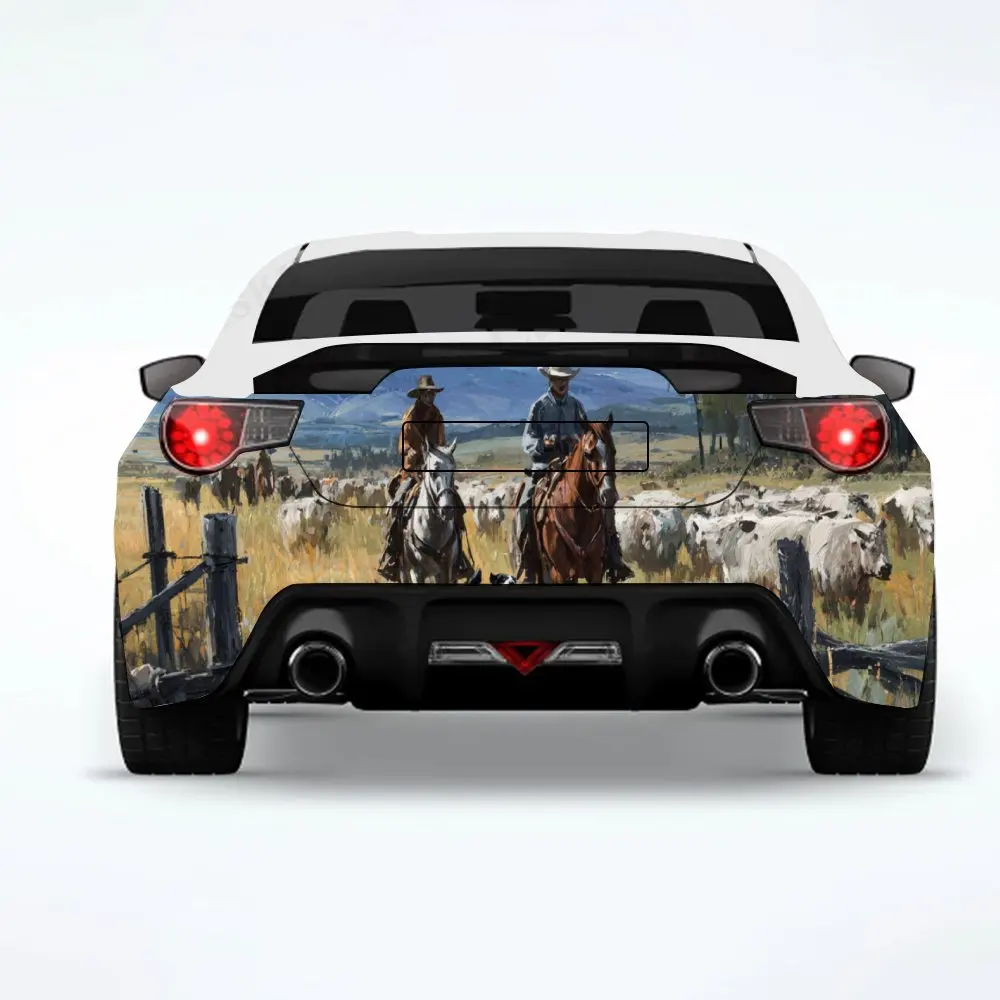 

Herding Cattle with Dog - Vinyl Decal for Car Rear, Waterproof Self-Adhesive Vinyl Stickers for Vehicle Tail and Bumper, Decorat