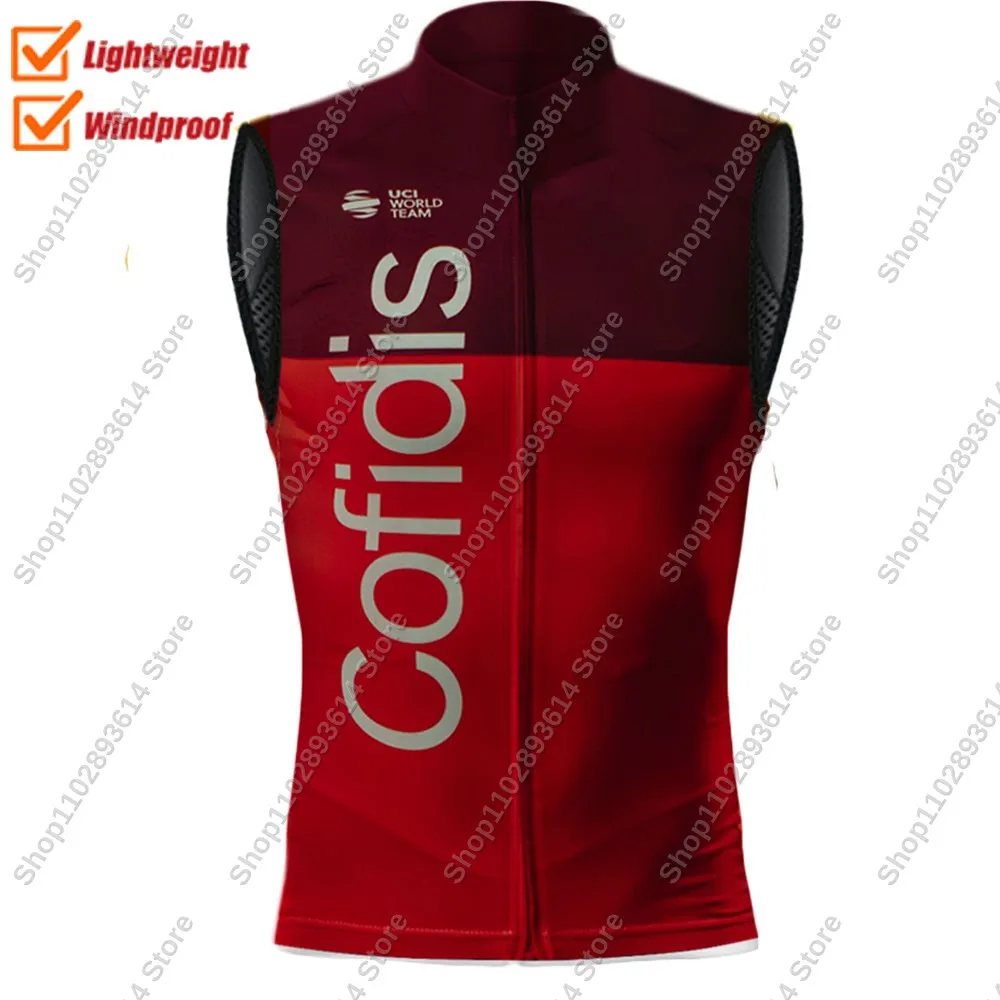 2025 Frace Cofidis Team Wind Vest Cycling Jersey Sleeveless Red Windproof Lightweight Retro ind Vest MTB Maillot Ropa