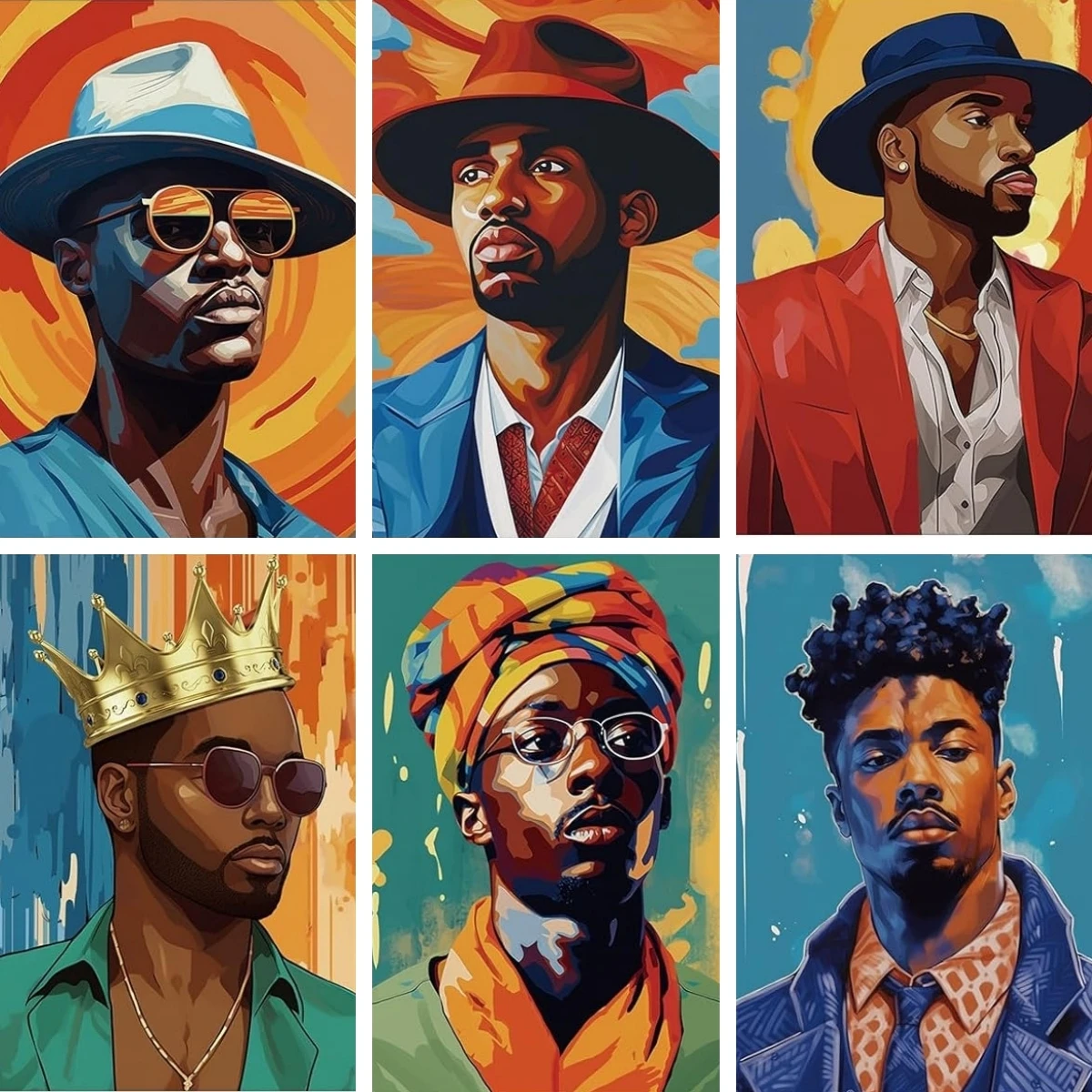 

Diy Diamond Painting Full Square Round Drill Prominent Black Male Celebrities Embroidery Set Cartoon Portrait for Fan Art Decor