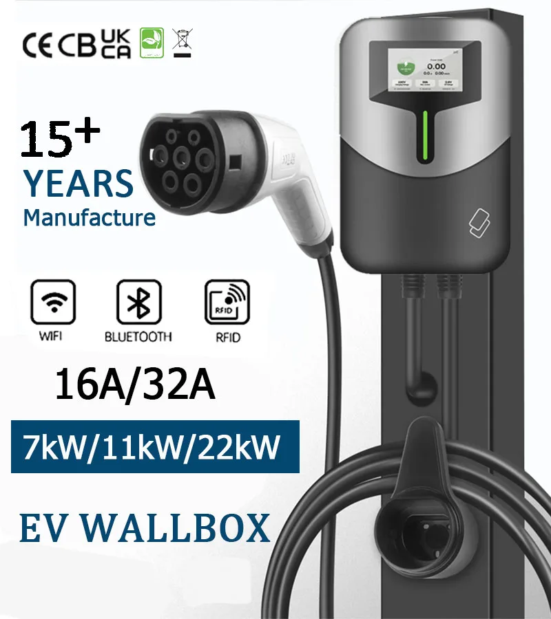 Wholesale Portable EV Charger 7 kW 32A Type 2 IEC 62196 Waterproof IP55 Smart APP Control Ocpp Wallbox Ev Charger for Home Use