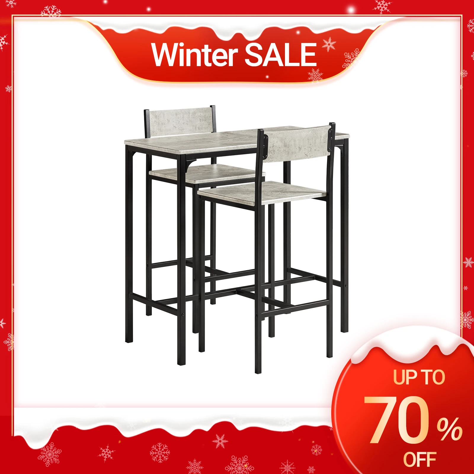 SoBuy OGT03 Bartisch Set 3-teilig Esstisch Bistrotisch Balkonmöbel Bistromöbel