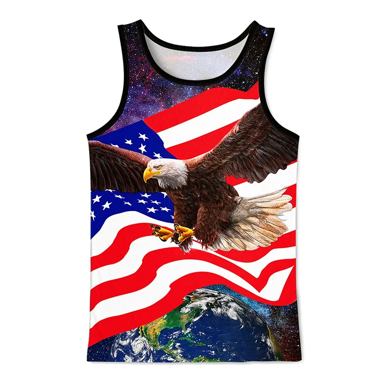 USA Eagle National Flag Graphic Tank Top Gym Clothing Men 3D Print Basketball Vest Summer Undershirt Harajuku Fashion Streetwear