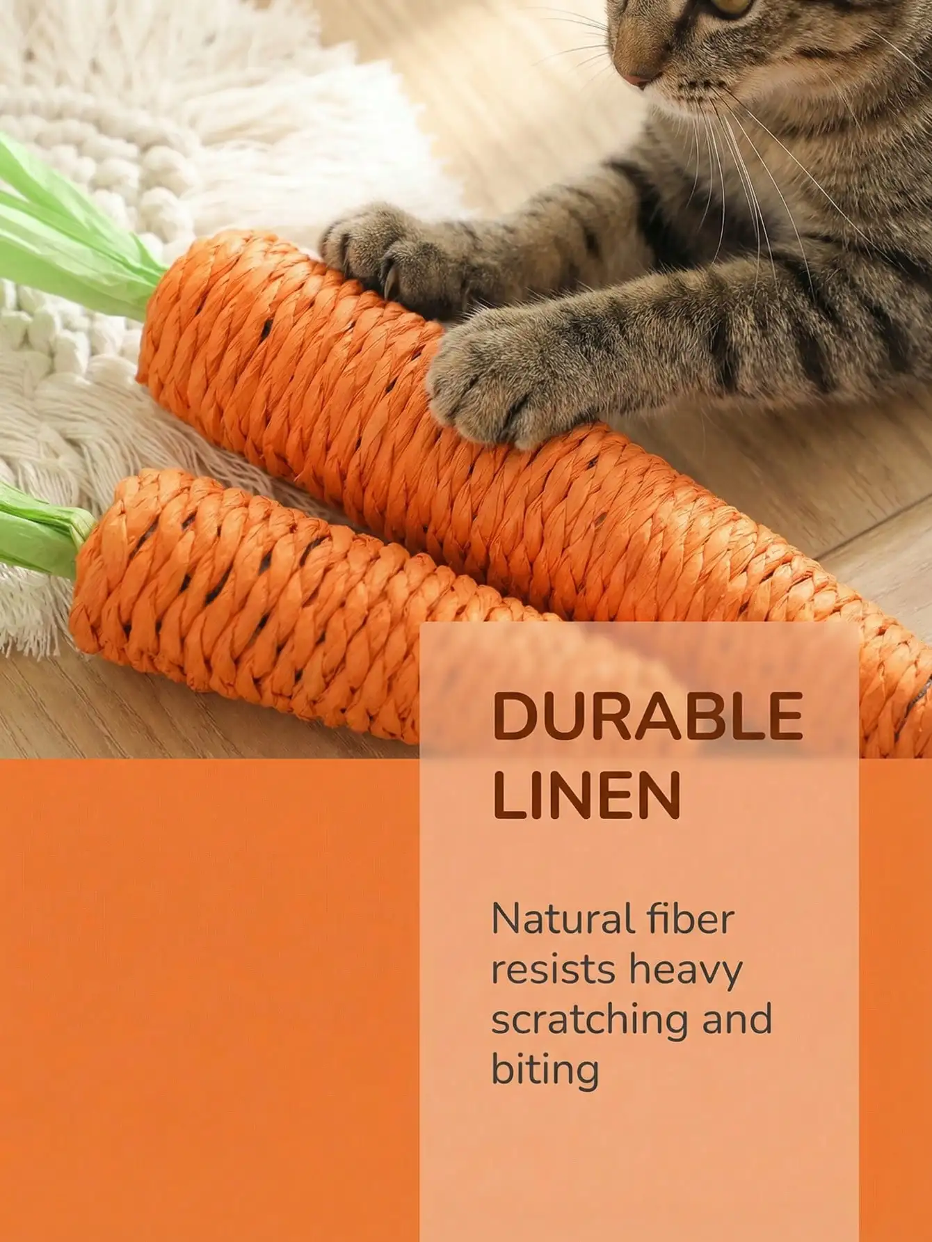 1pc Carrot Shaped Interactive Cat Toy, Made Of Sisal Rope, Helps Cats Scratch, Bite And Grind Teeth. Filled With Sand To Make Sounds, Attracting Cats. Available In Large And Small Sizes, Suitable For  image 6