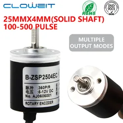 Cloweit 25mm Incremental Encoder 4mm Shaft Rotary  100 200 360 400 500 600 800 PPR 5-24VDC E6A2-CWZSE Automation Sensor Switches