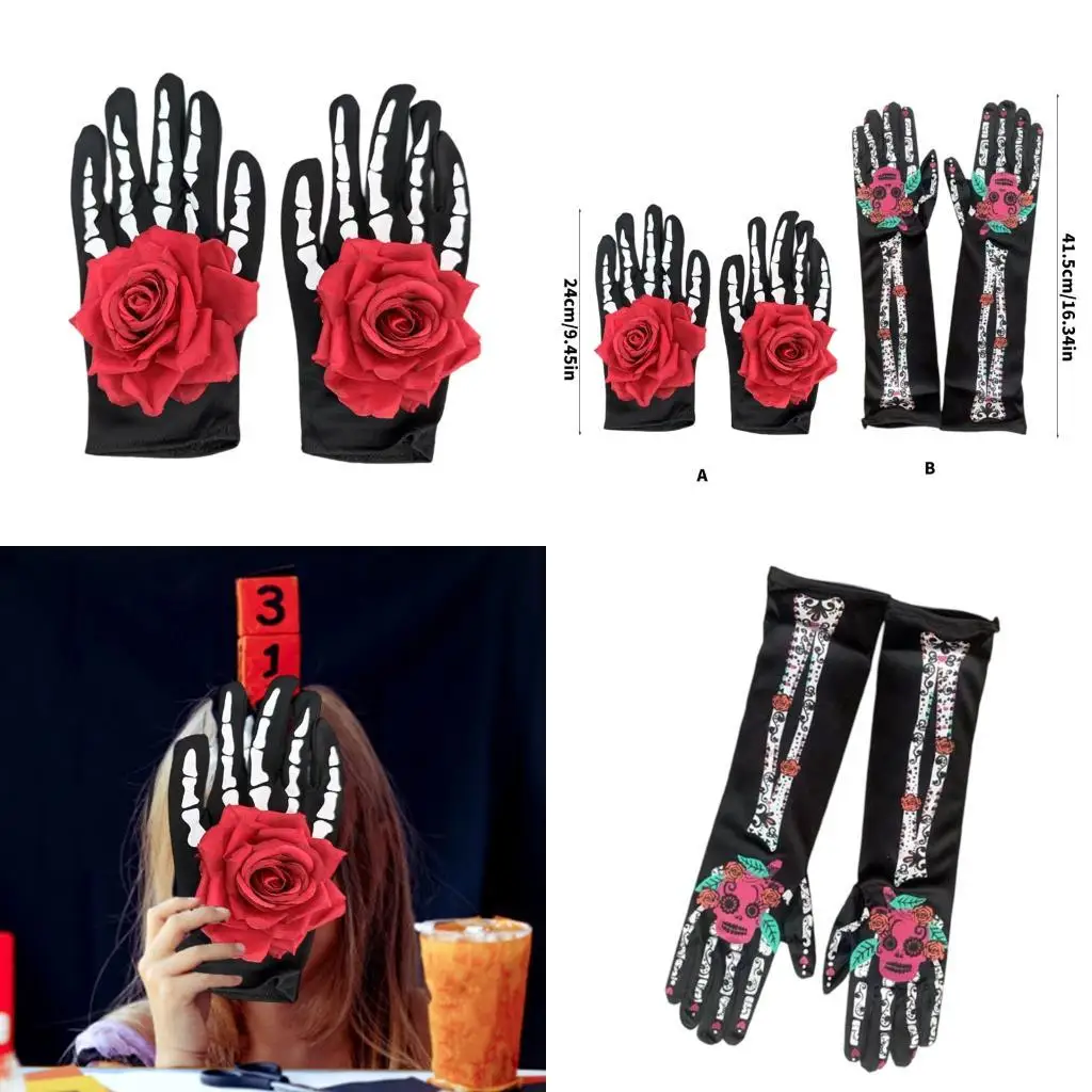 

652F Reusable Halloween Party Gloves Comfortable Soft Polyester Cosplay Accessories For Theme Parties Role Playing Costumes