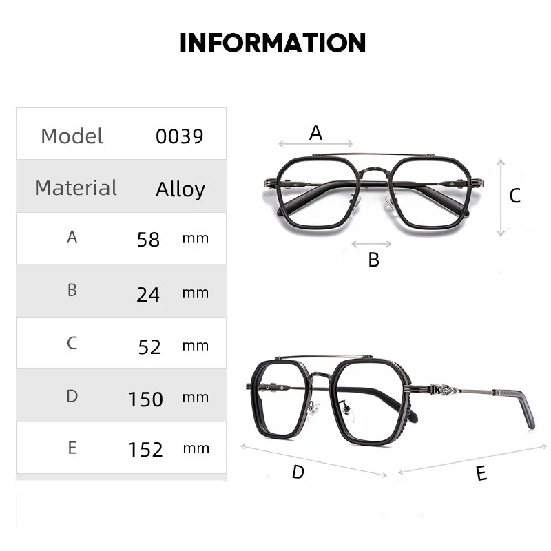 Fashion Retro Alloy Polygonal Large Men Women Glasses Frame Optical Photochromic Prescription Diopter Eyeglasses Sunglasses