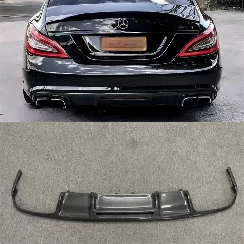 

For Mercedes Benz W218 GLS320 GLS350 GLS500 GLS63 2011-2018 ReaI Carbon Fiber Bumper Rear Lip Exhaust port Spoiler Kit