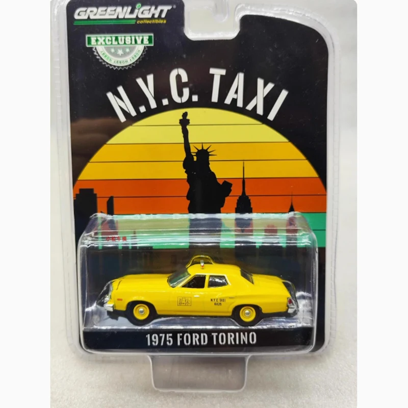 Greenlight 1:64 1975 Ford Torino Taxi Simulation Diecast Alloy Car Model Collection Display Ornament Toy Gift
