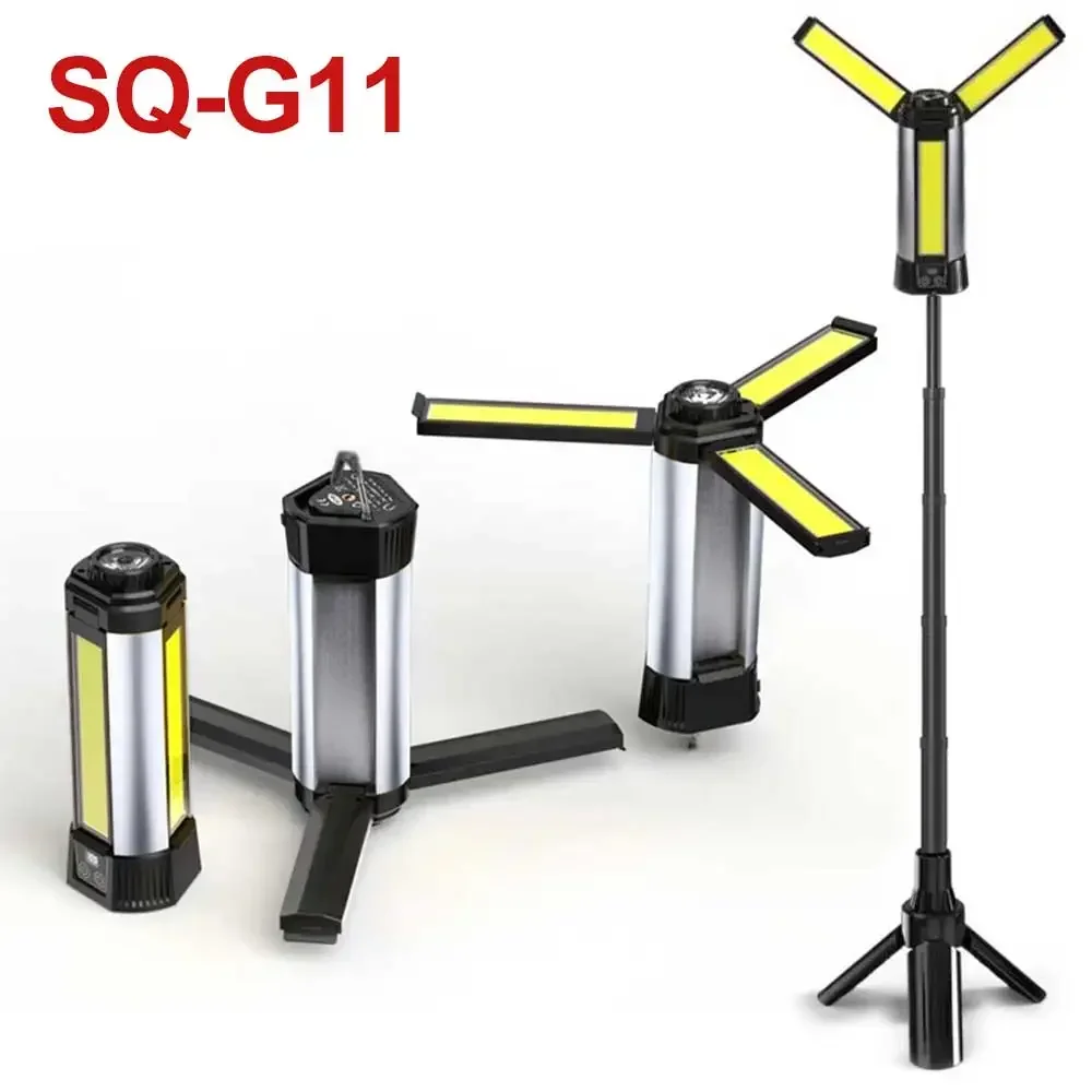 30W XHP50 COB LED draagbare zaklamp met powerbank, IPX4 waterdicht, 6000mAh USB-C campingstatief en 270 ° Magneetwerklamp