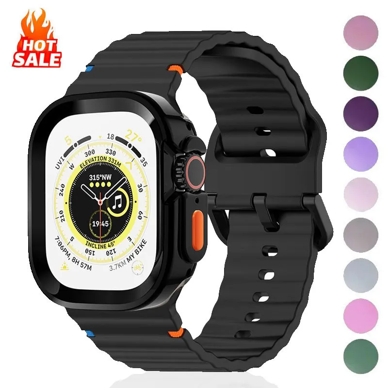 Silikonhülle + Armband-Abdeckung für Apple Watch Ultra 2 49 mm, Serie 10, 42 mm, 46 mm, 44 mm, 40 mm, 45 mm, 41 mm, für iWatch Serie 8 9 7