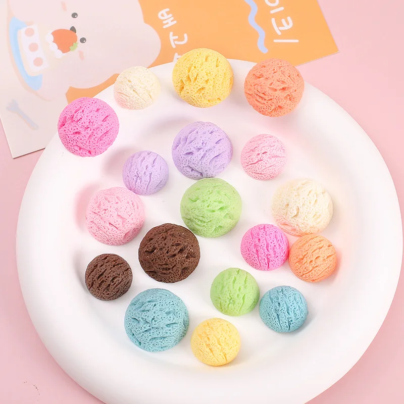 10Pcs Candy Color Ice Cream Semicircle Flat Back Resin DIY Shoes Hat Icebox Barrette Mobile Phone Case Scrapbook Cream Glue