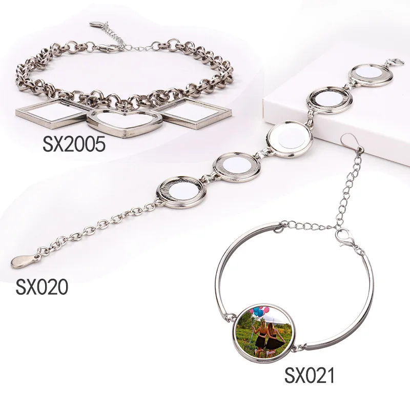 Fashion Metal Jewelry Bracelet Creative Sublimation Rectangle&Circular Photo Panel Bracelets Heat Transfer Print Blank Bracelet