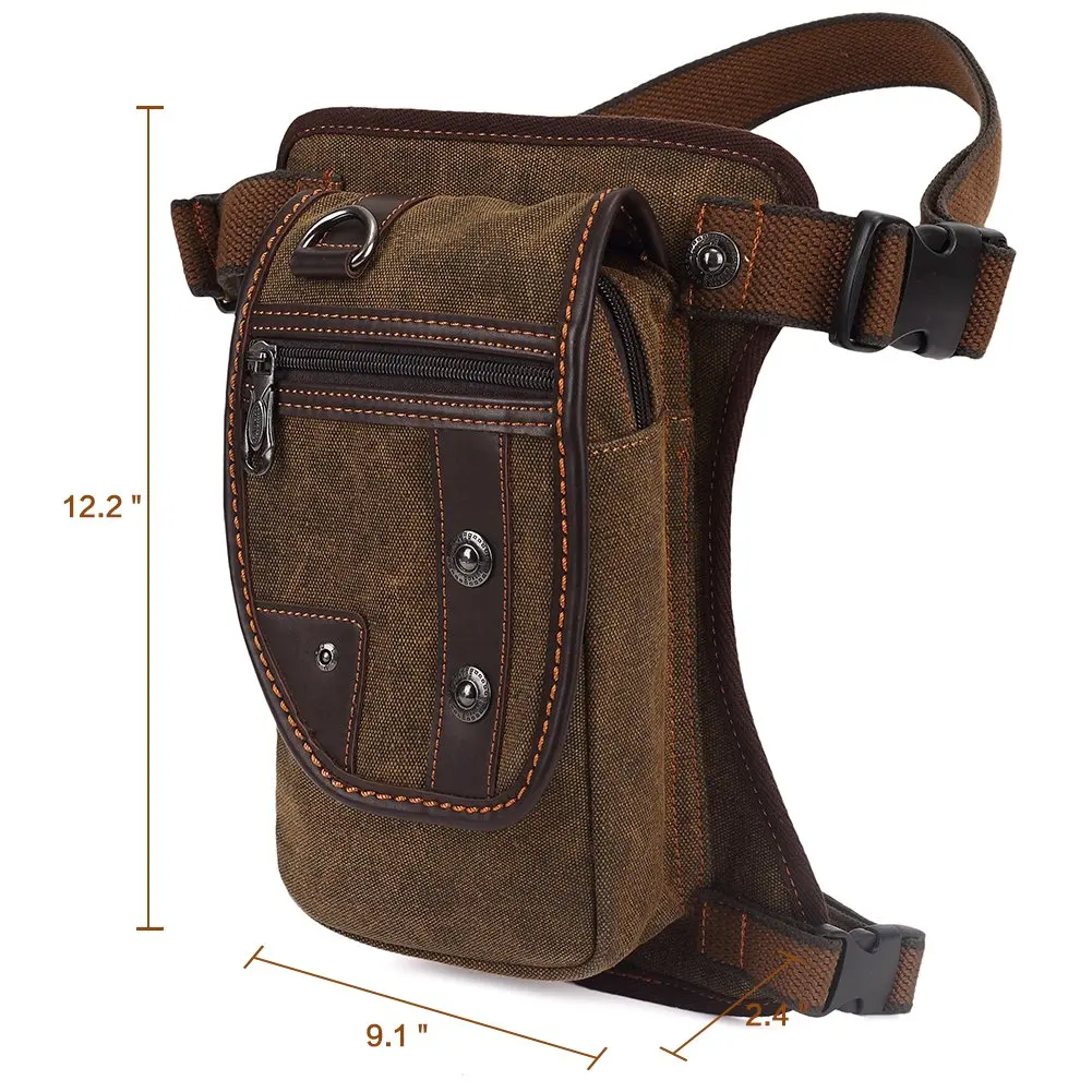 محفظة متعددة الوظائف، حقيبة ساق معلقة عسكرية تكتيكية، حقيبة كتف صغيرة للجري والتخييم والمشي لمسافات طويلة والدراجات النارية، بني داكن #2