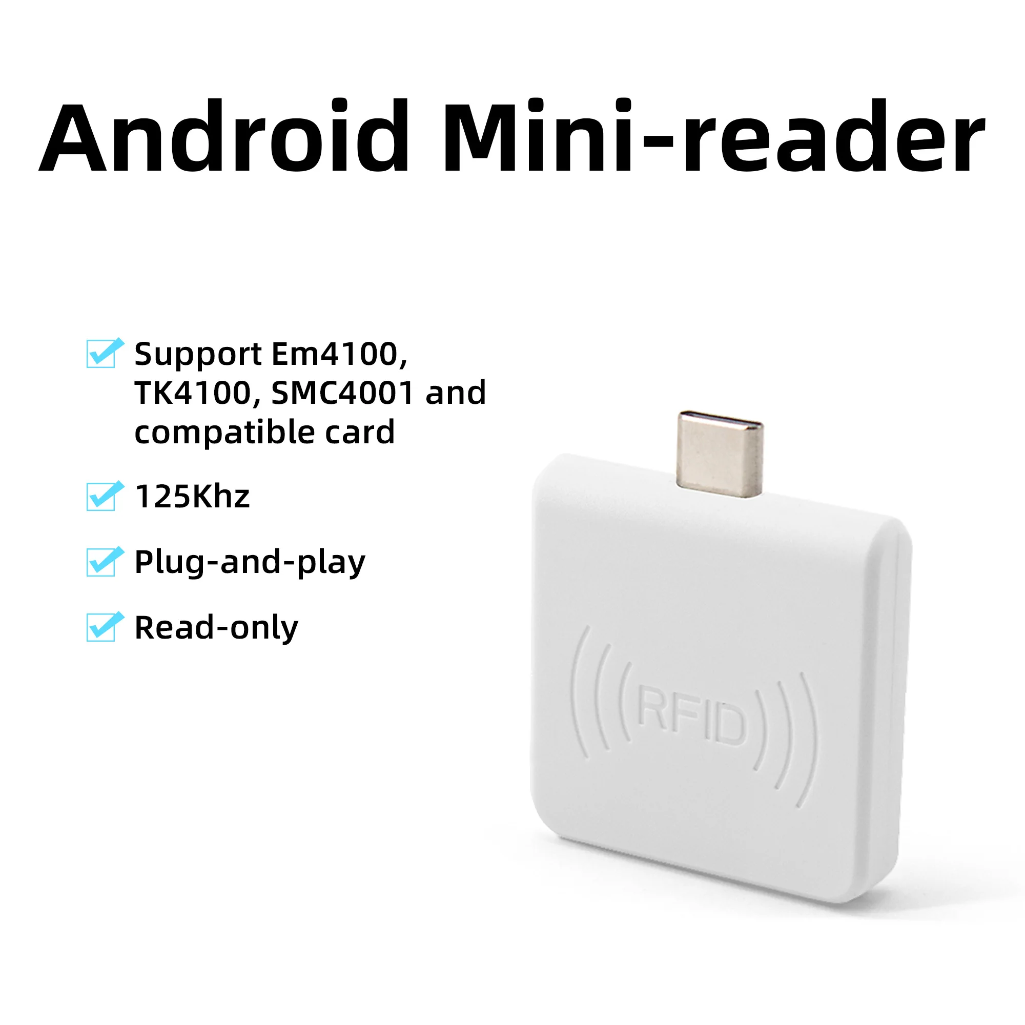 125Khz contactless Android Mini-reader Ultra-small Portable Android Mobile Phone RFID Detector USB OTG Power Supply ID Card