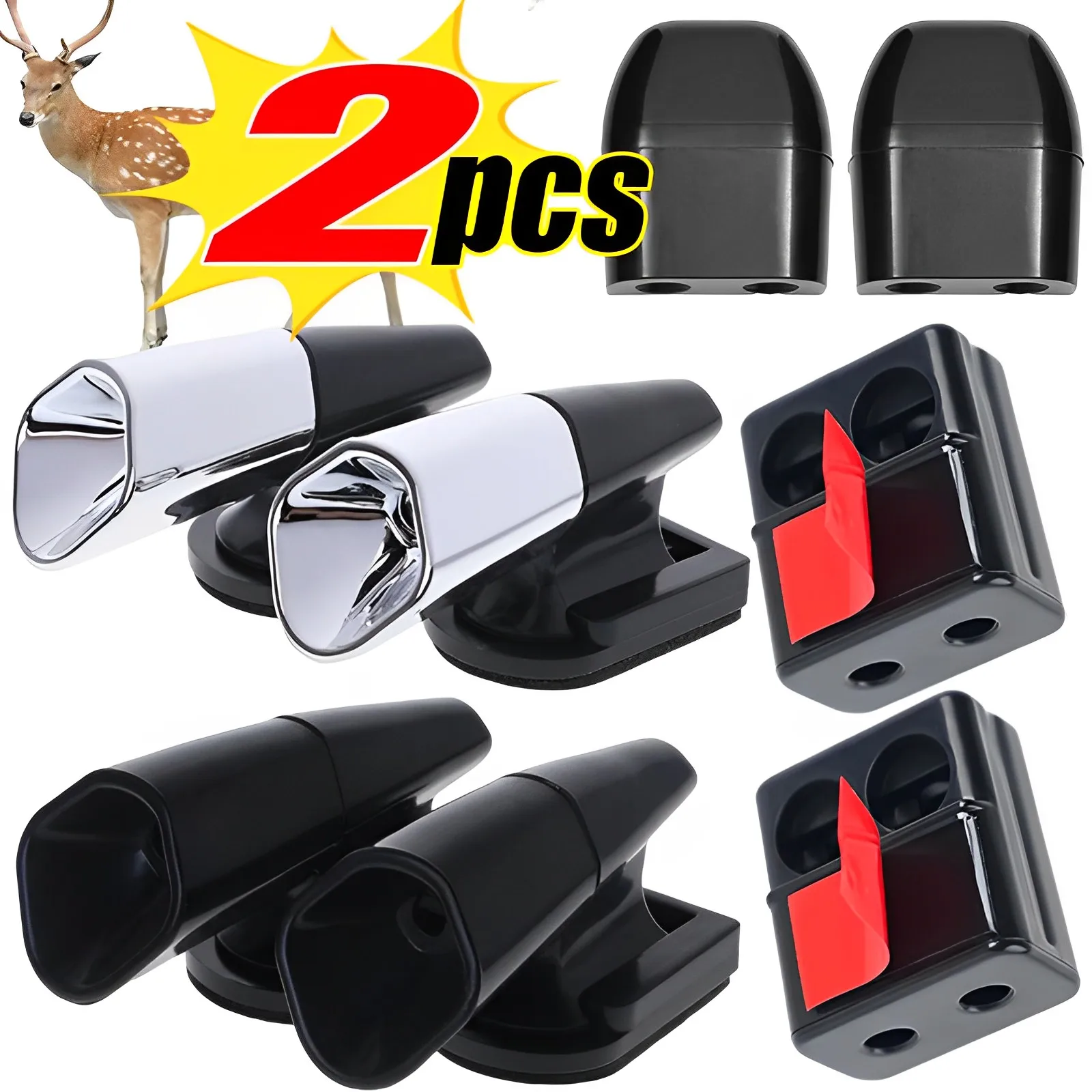 2Pcs Car Whistle Physical Ultrasonic Animal Sirens Deer Repellers Motorcycles Trucks Outdoor Safety Alert Device Alarm Tools