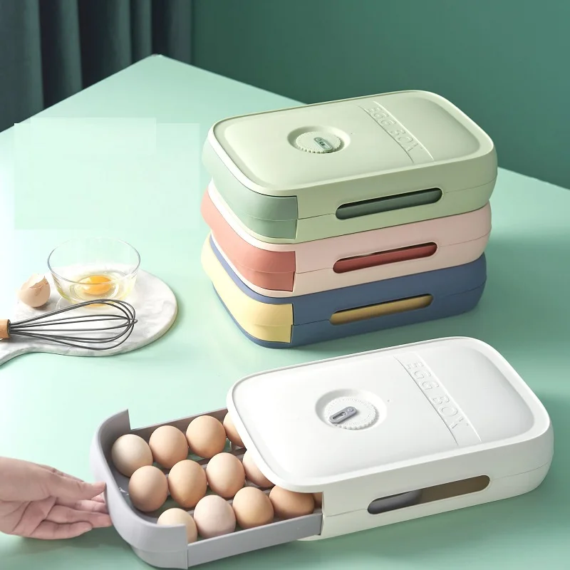 Egg Storage Container for Refrigerator Drawer Type Eggs Tray Fridge Organizer Food Containers Holder Plastic Kitchen Accessories