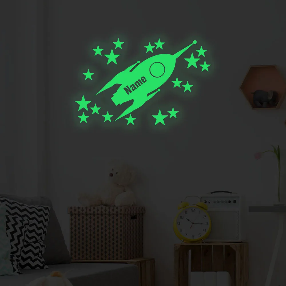 1 قطعة الصواريخ والنجوم الكرتون مضيئة ملصق الجدار ملصق الفينيل ديكور فني للمنزل لديكور المنزل غرفة المعيشة غرفة نوم