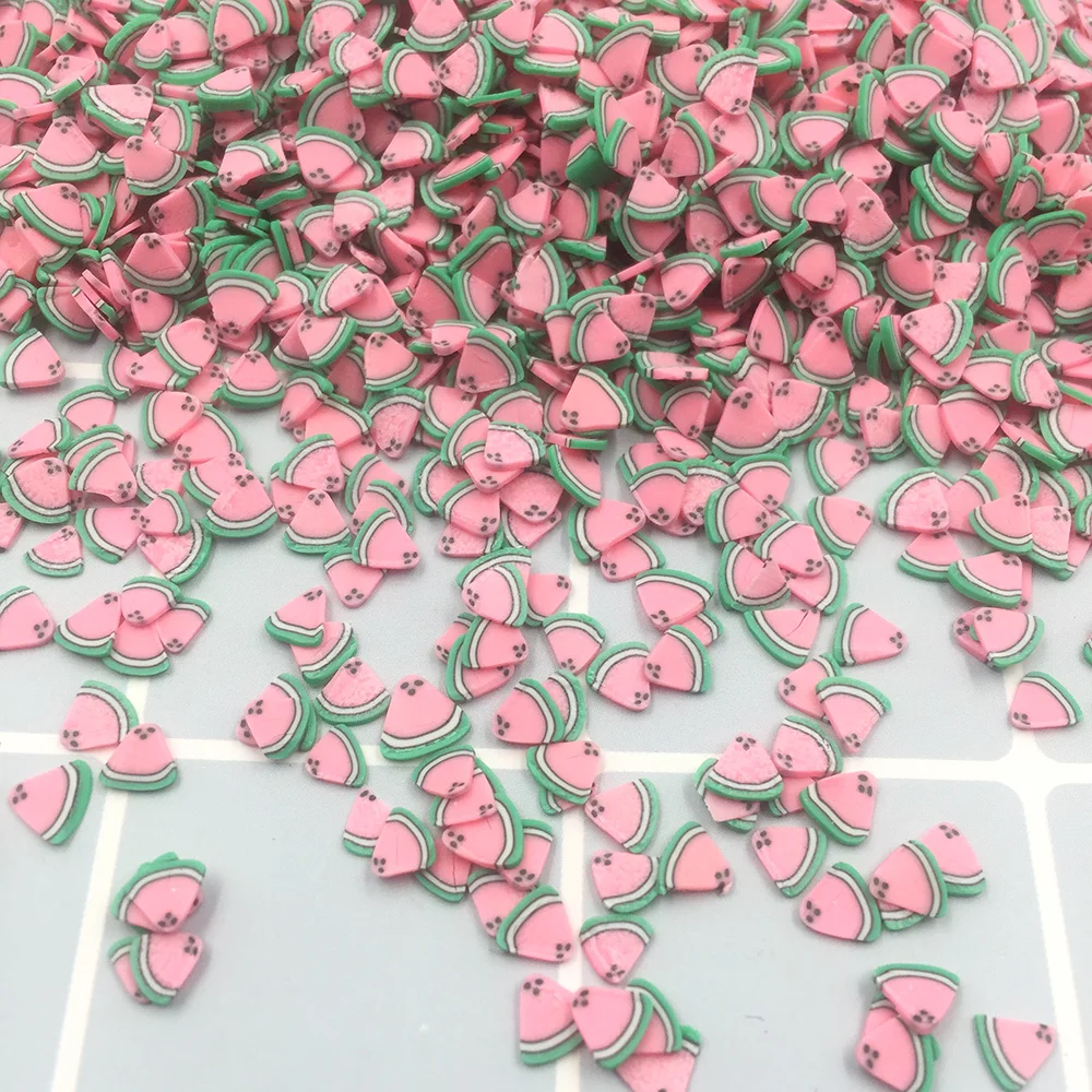 100g Polymer Hot Clay Fruit Sprinkles for Crafts Watermelon Slices DIY Slime Making Accessories Nail Art Decorations:5mm