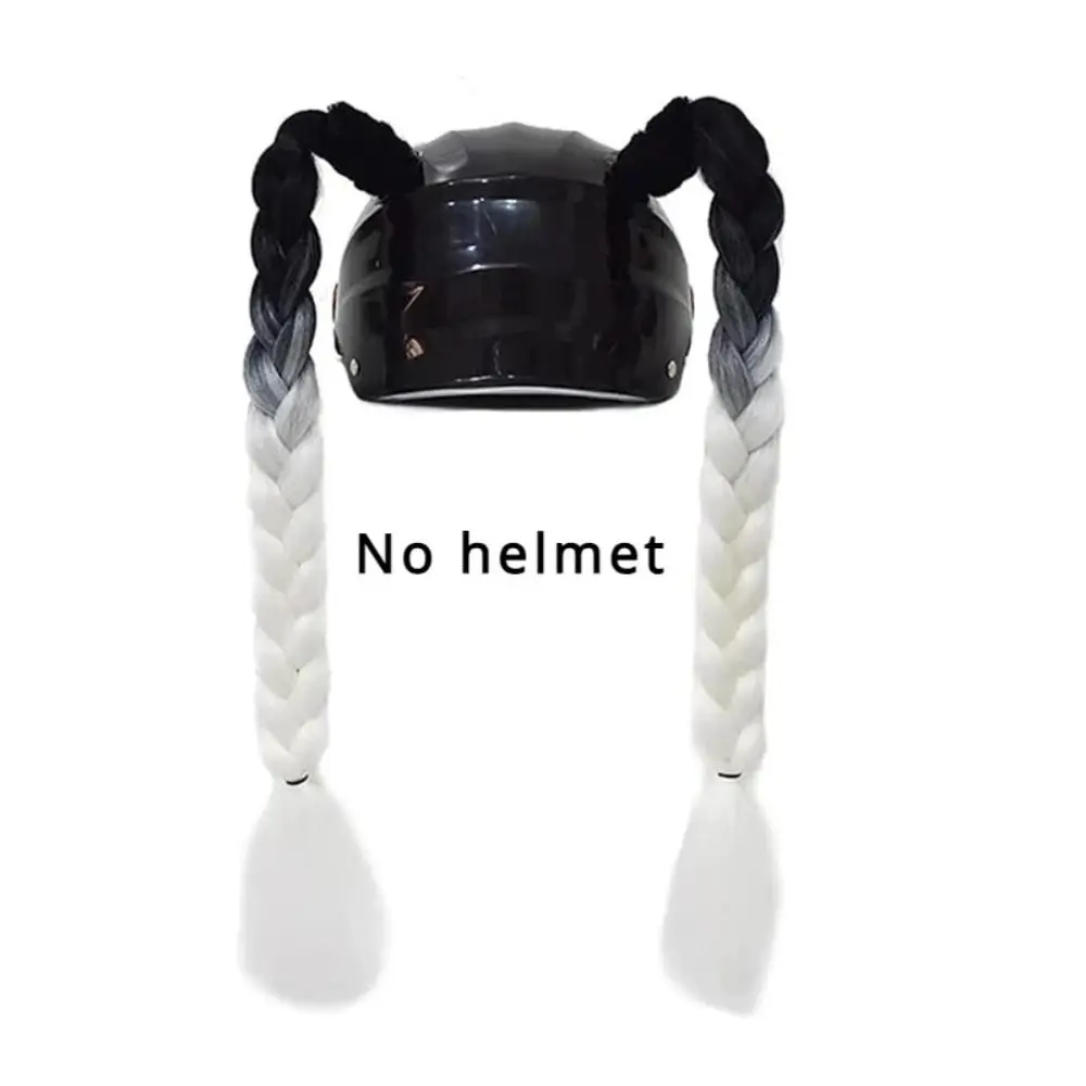 

High Quality With Sucker Motorcycle Helmet Braids Polyester Colorul Twist Dual Pigtail Woman Braids Wig For Motorbike Helmets