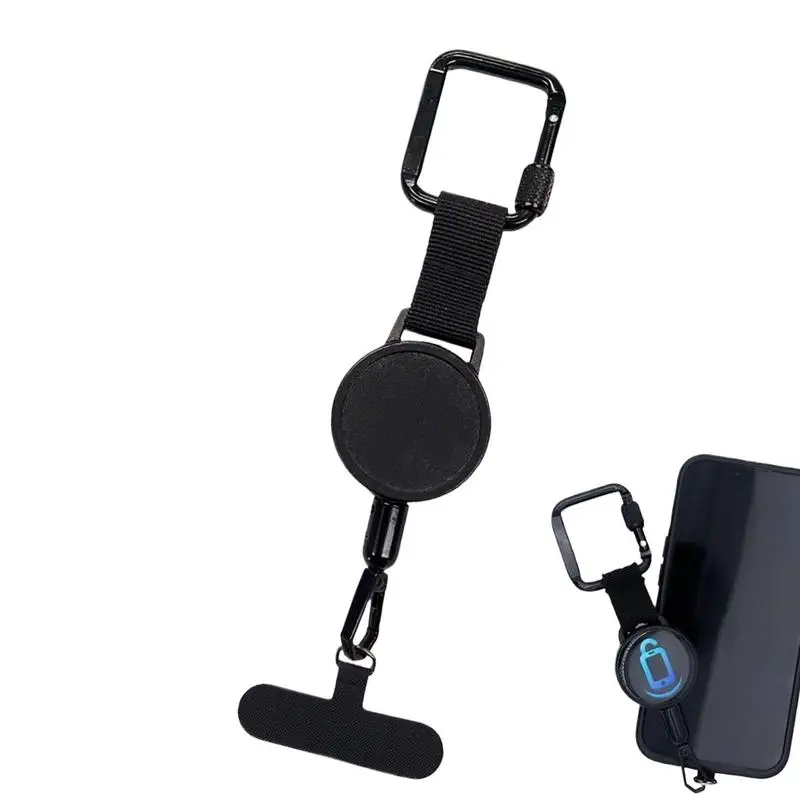 Anti-Theft Phone Tether Retractable Phone Lanyard Tether Cellphone Tab Strap with Carabiner Anti-Drop Harness for Outdoor Hiking