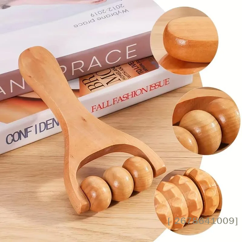 〔L〕Wooden Massager Compact Shoulder And Leg Roller Relaxation Tools Suitable For Whole Body,Face And Neck.