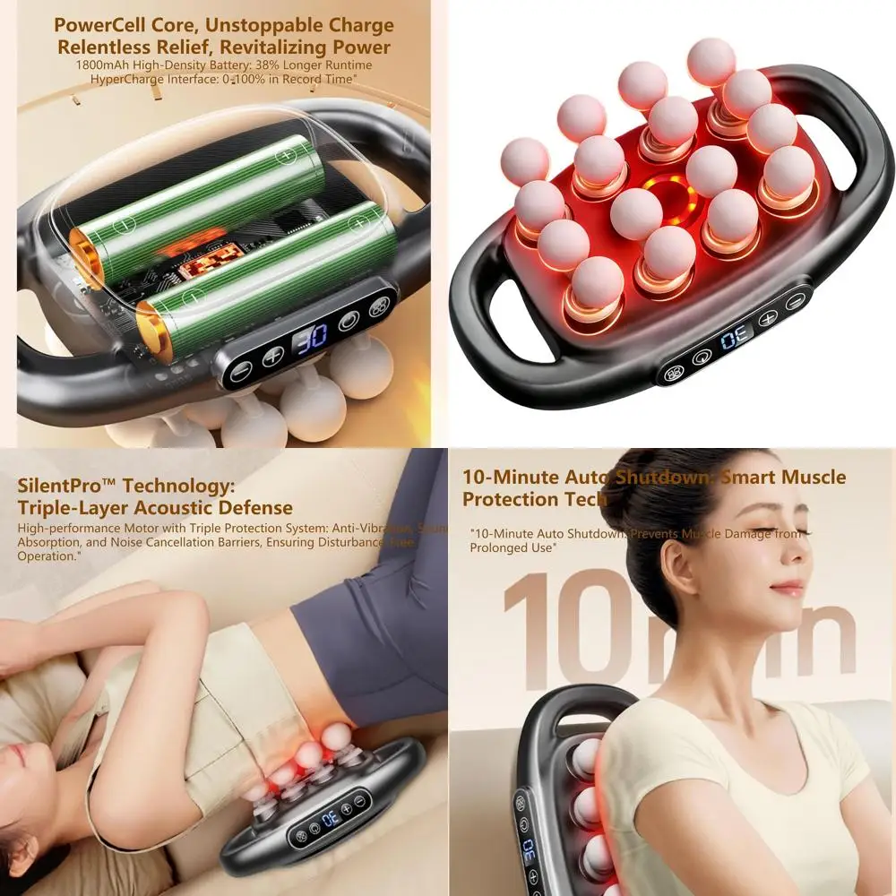 

Набор массажных пистолетов для глубокого массажа тканей тела, спины, плеч, ног, с аккумулятором 2000 мАч, 3 насадками, 30 скоростей