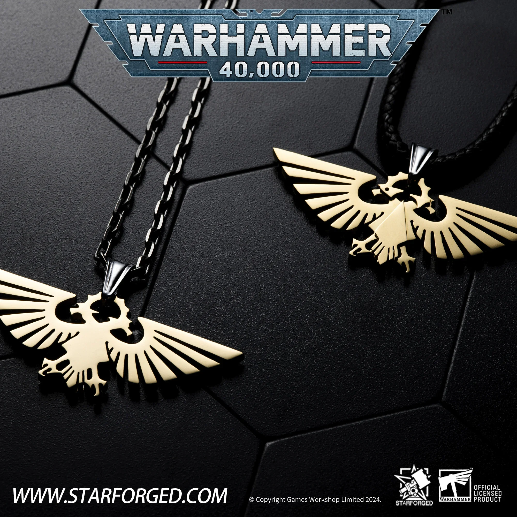 Starforged Warhammer 40K Peripheral Empire Skyhawk Titanium Steel Gold Plated Necklace Pendant Loyalty Game Decorative Necklace