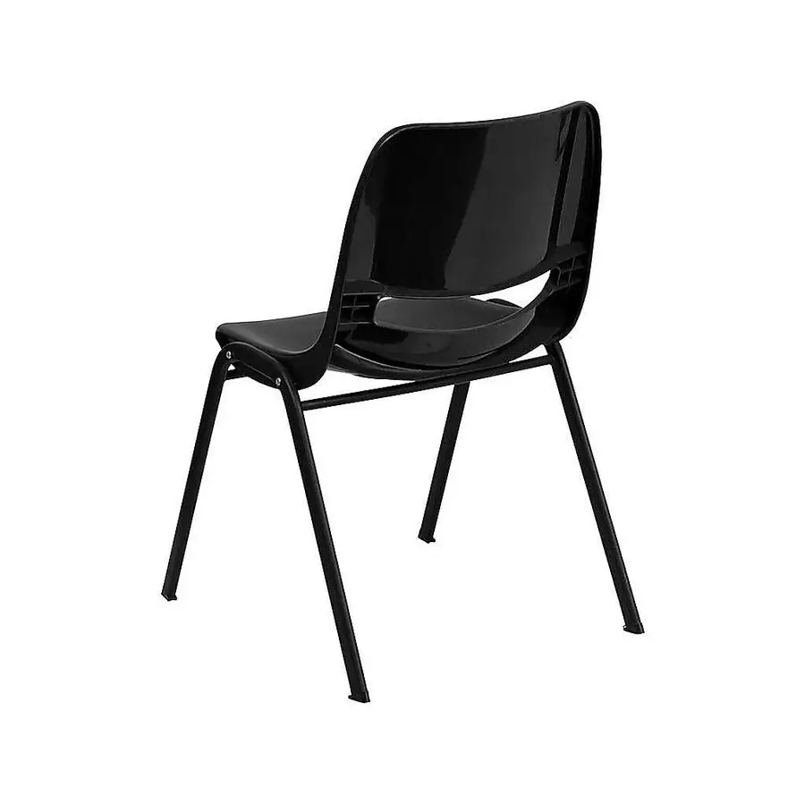 HERCULES Series 880 lb. Capacity Black Ergonomic Shell Stack Chair with Black Frame