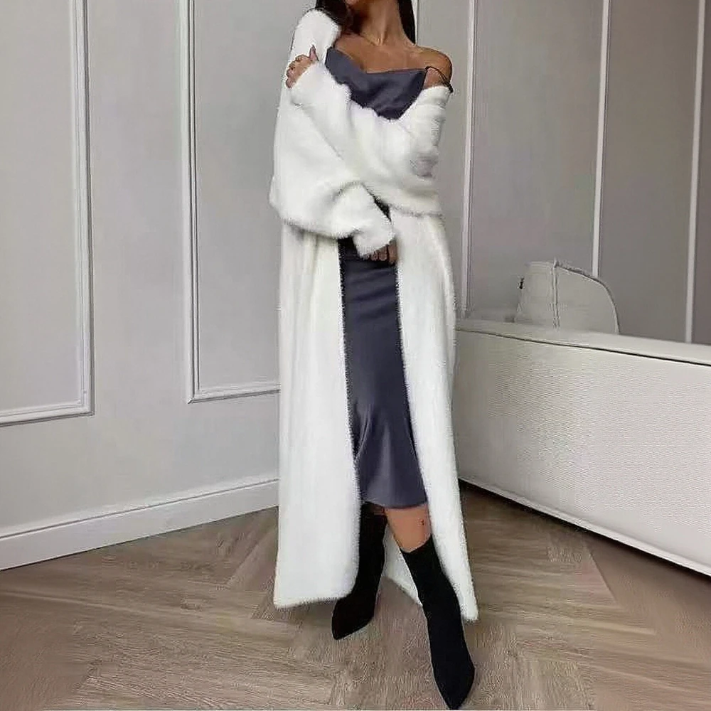 

Женский кардиган на осень-зиму, удобный однотонный повседневный кардиган с длинными рукавами и открытой передней частью, обычный крой