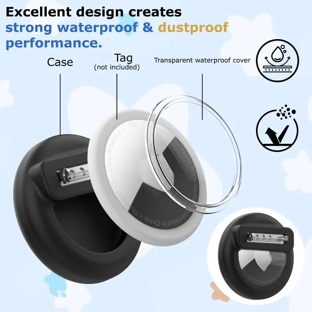 Silikonowe etui na lokalizator z niewidocznym pinem, ozdobny, wodoodporny uchwyt na lokalizator zapobiegający zgubieniu dla AirTag