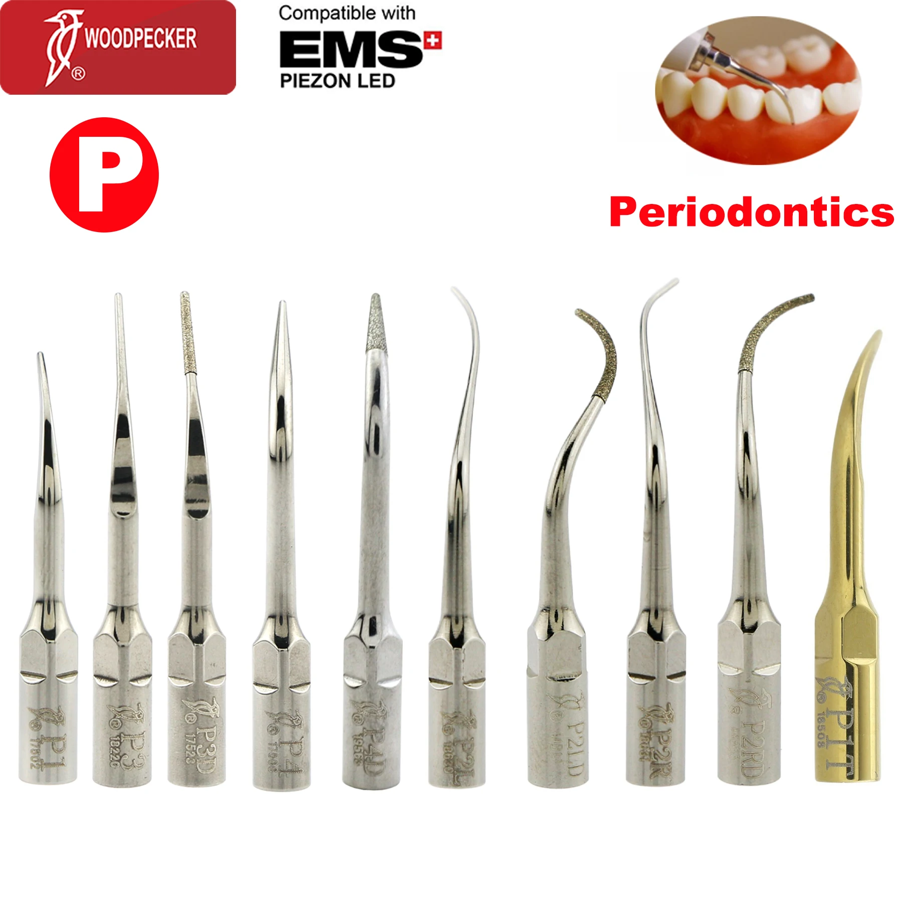 

Woodpecker Dental Ultrasonic Scaler Tips Dental Periodontics Tips P Fit EMS UDS Scaler Handpiece Dentistry Tools