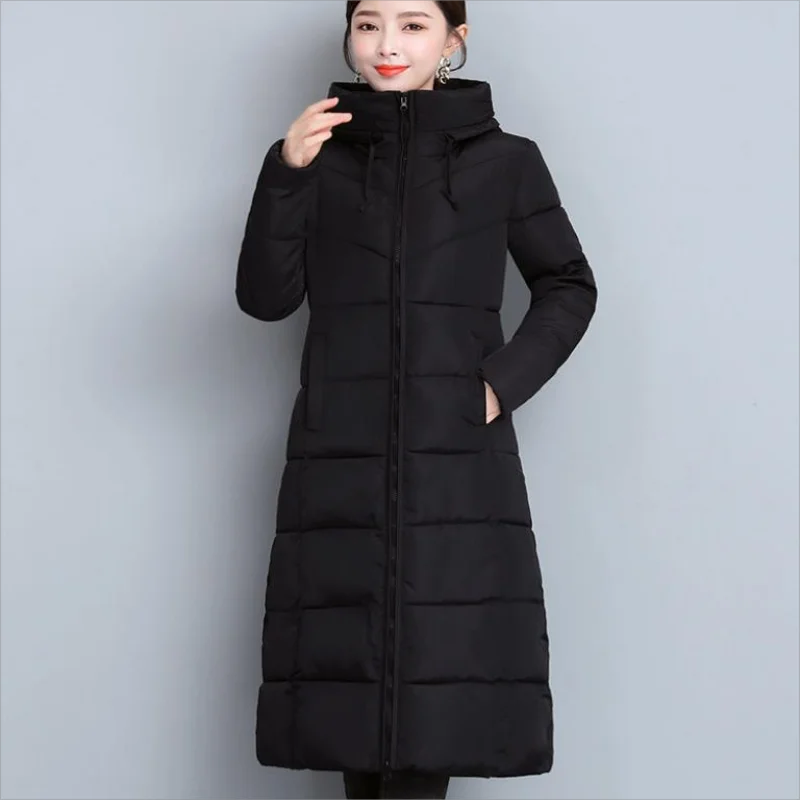 

Winter Fashion New Mid Length Hooded Long Sleeve Slim Thickened Warm Cotton-Padded Clothes Coat Women's Trend