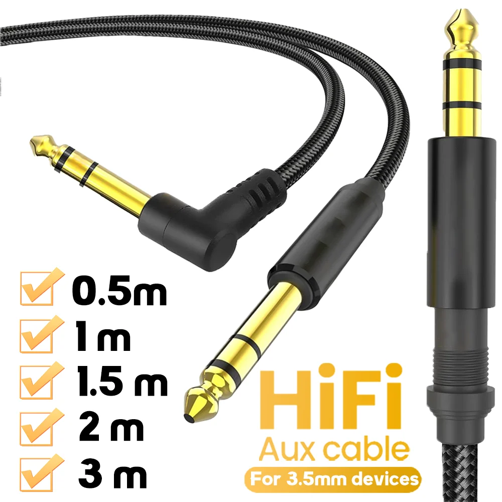 

3.5mm Jack Audio Cable Elbow Male To Straight Male Aux HiFi Cable 0.5m/1m/1.5m/2m/3m for Samsung Car Headphone MP3 Aux Cord Wire