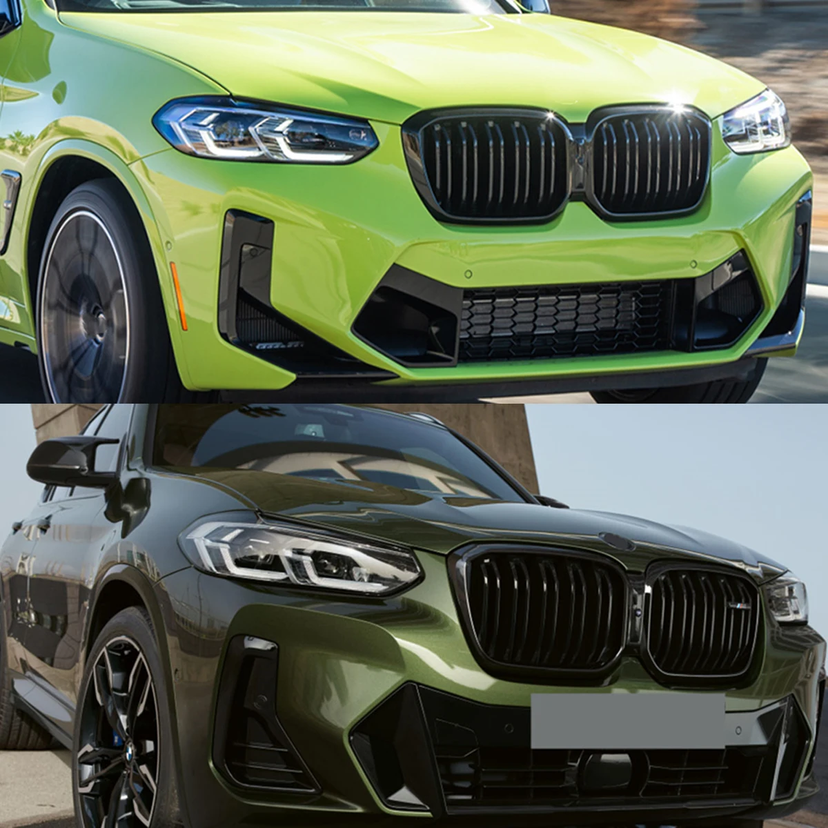 

Front Kidney Grills replace For BMW X3 X4 G01 G02 2022 2023 Dual 2 Slat Glossy Black Racing Grills Grid Car Bumper Lattice Trim