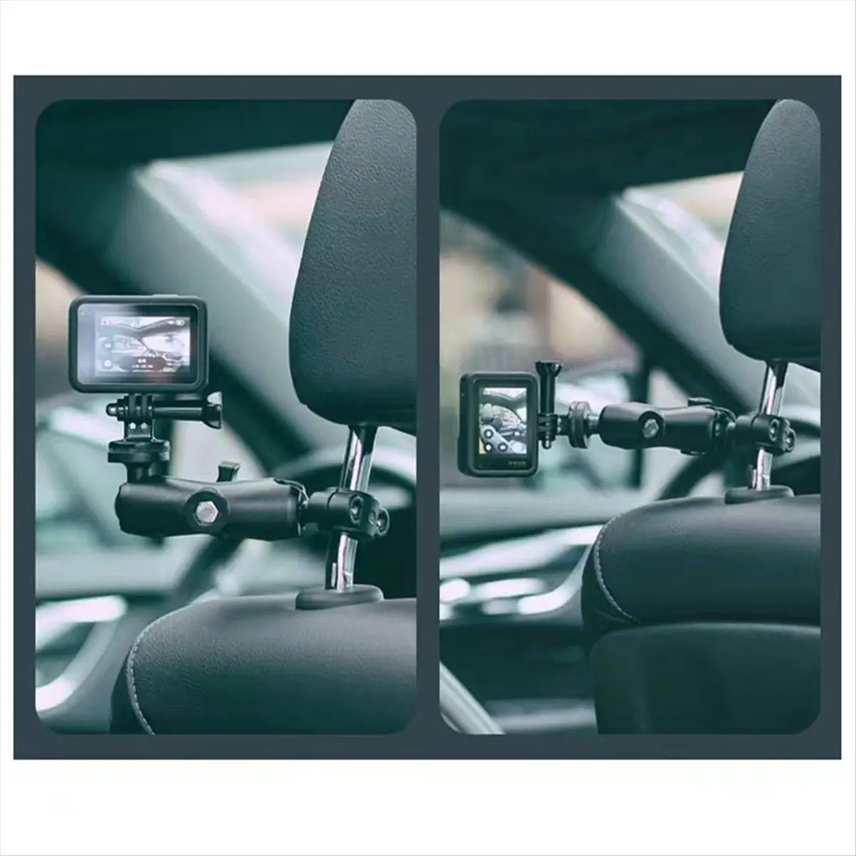 Y69A Car Camera Mount Support Articulated Vehicle Headrest Action Cam Cradle Motorcycle Bracket Holder for Go Pro Insta360