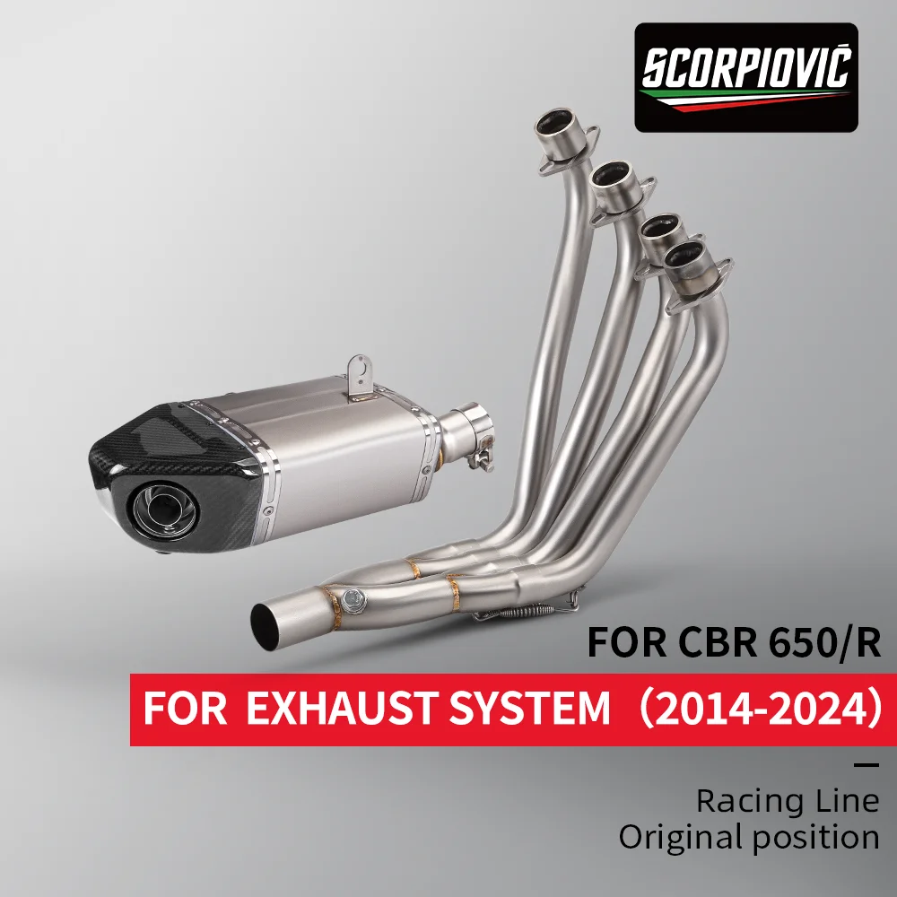 

Для CBR650R CB650F CB650R CBR650F 2014-2024 полная гоночная линия выхлопная система модифицированная передняя соединительная труба
