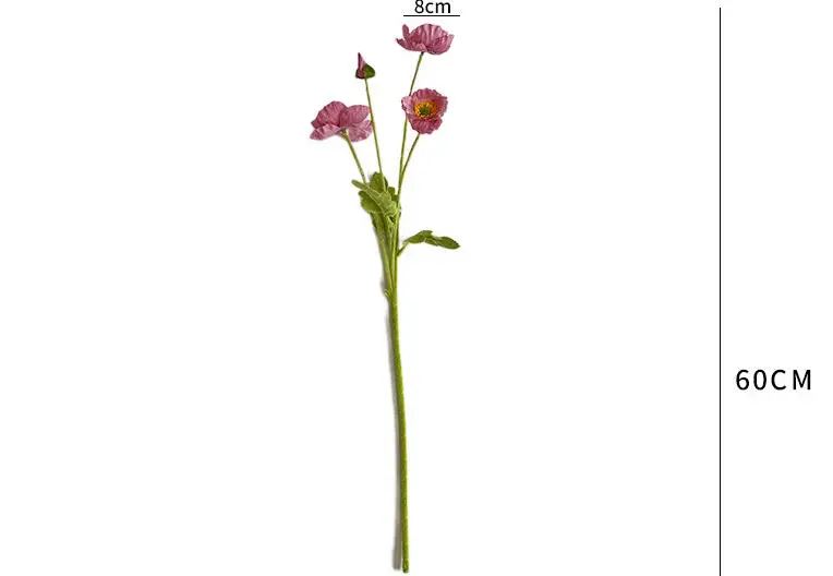 4-Köpfiger Künstlicher Mohnblumenstrauß aus Seide für Heimdekoration, Brautjungfern, Garten, Party, Hochzeit, DIY, Fotografie und Blumendekoration – Detail 1