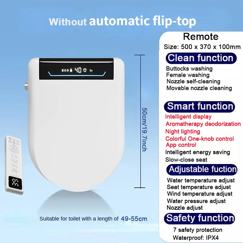 WETIPS Smart Bidet Electric Bidet Toilet Seat Cuvette Japonaise Wc Bidet APP Control Inteligente Japones Soft Closed Toilet Seat