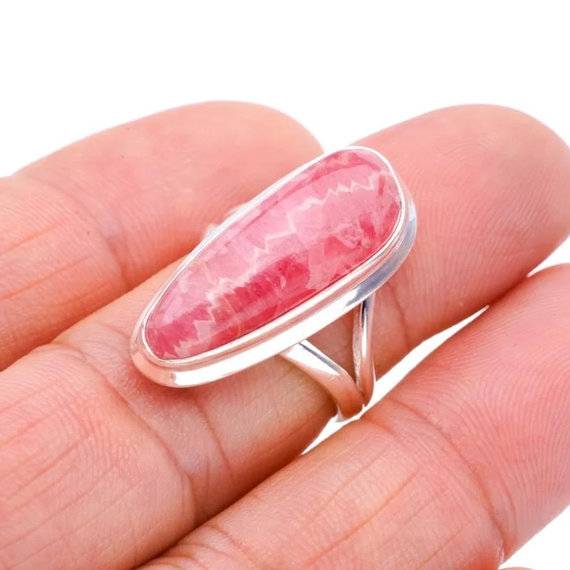 

StarGems® Natural Rhodochrosite Handmade 925 Sterling Silver Ring 6.25 F1198