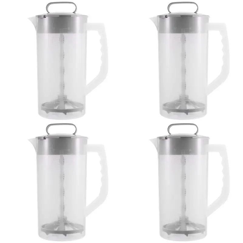 

4X Mixing Pitcher For Drinks,2 Quart/64Oz Plastic Water Pitcher With Lid,Easy-Mix Juice Container,Angled Plastic Blades-A68E