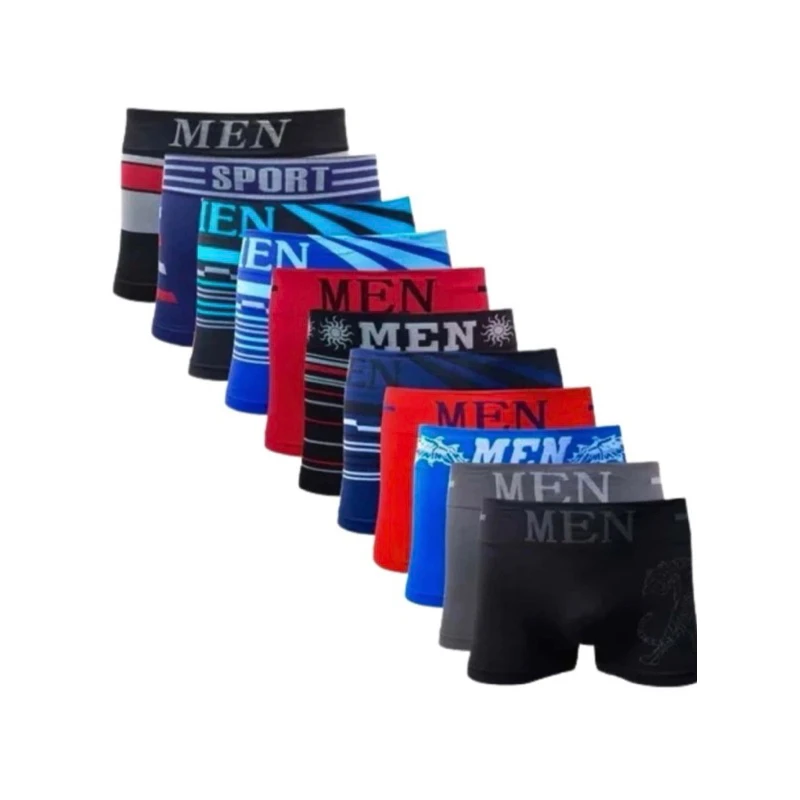 Kit c/ 10 Cuecas Boxers Masculinas de Microfibra - Core Variadas e Sortidas