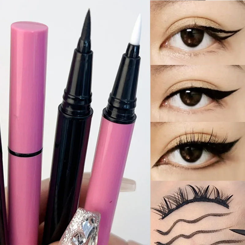 2 in 1 Waterproof Eyelashes Eyeliner Pencil Long Lasting No Glue Non Smudge Quick Dry Self Adhesive Eyelashes Eye Liner Makeup