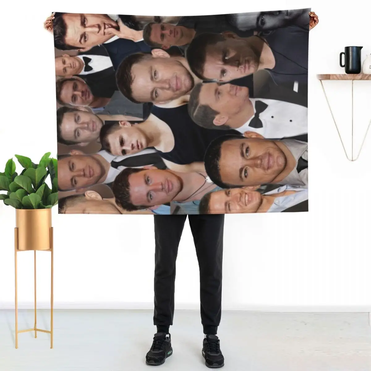 

channing tatum photo collage high quality Throw Blanket Stain Resistant Cozy Warm Blanket
