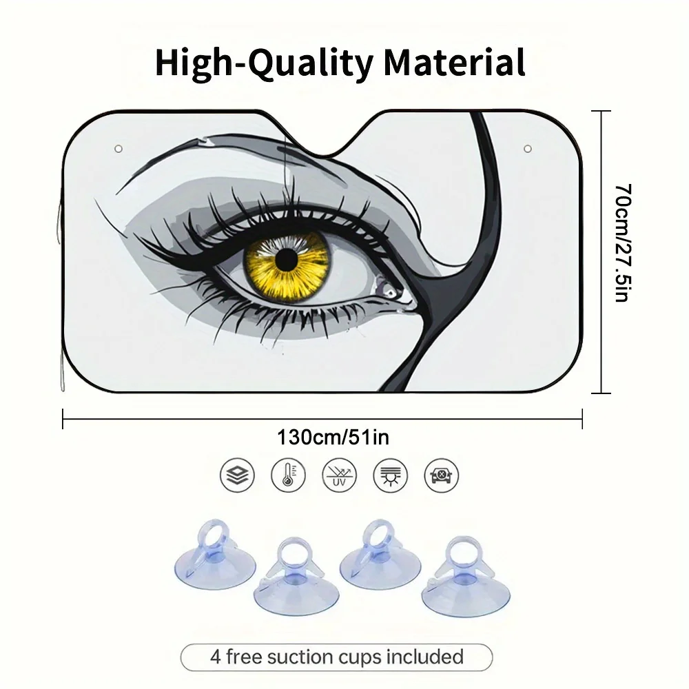1pc Interesting Green Eyes Car Sun Visor, Great For Summer Days, Reduces Sunlight Intensity And Keeps The Car Interior Cool.