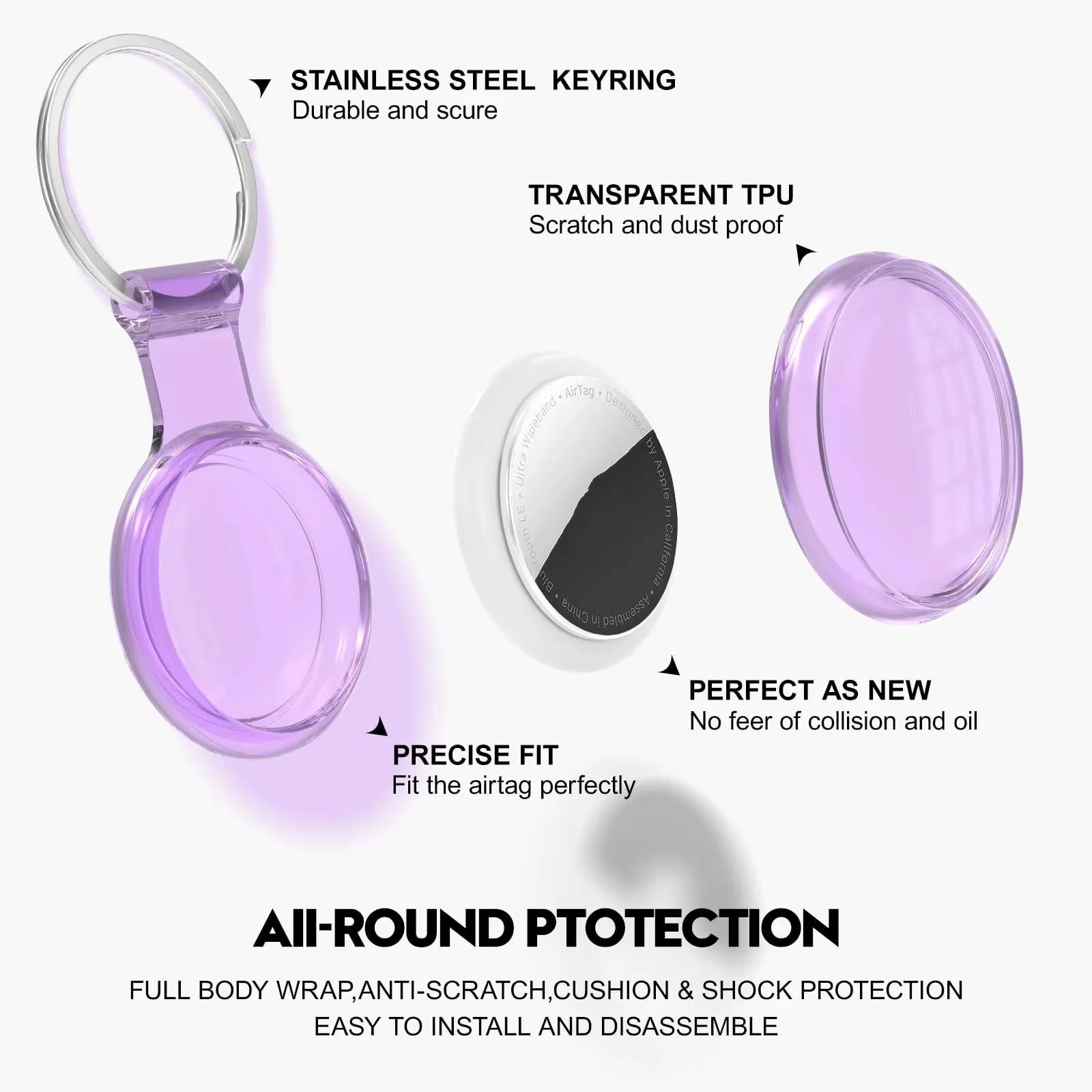 Air Tag Holder Airtags Case Transparent TPU Keychain Protective Sleeve Case Cover For Airtag Liquid Silicone