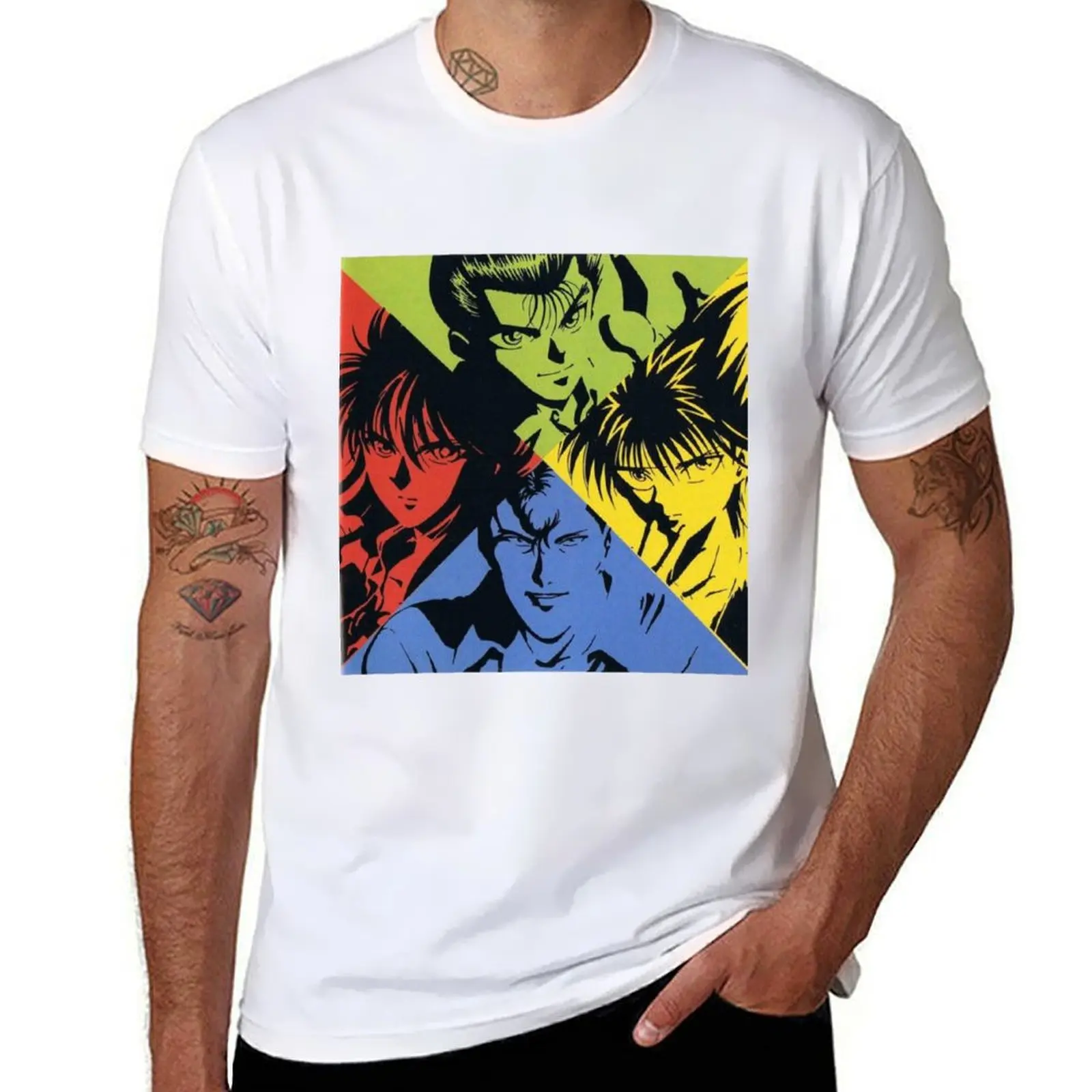 

Мужская повседневная мужская футболка Yu, мужские футболки для Yu, хлопковая рубашка Hakusho, аниме