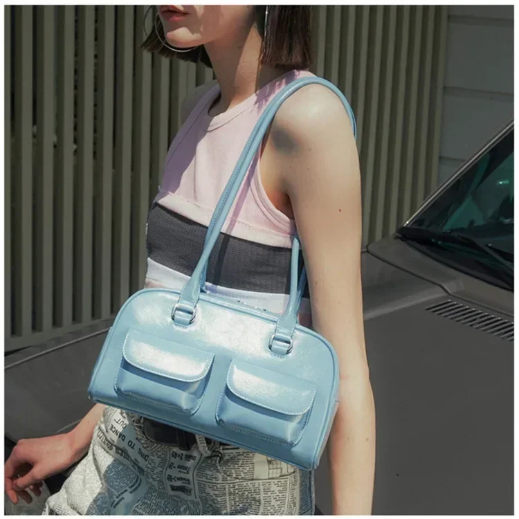 Femmes sac mode coréenne laque cuir PU nouveau bureau dame Vintage solide sac à bandoulière sac à main sac à main de luxe sacs de créateurs